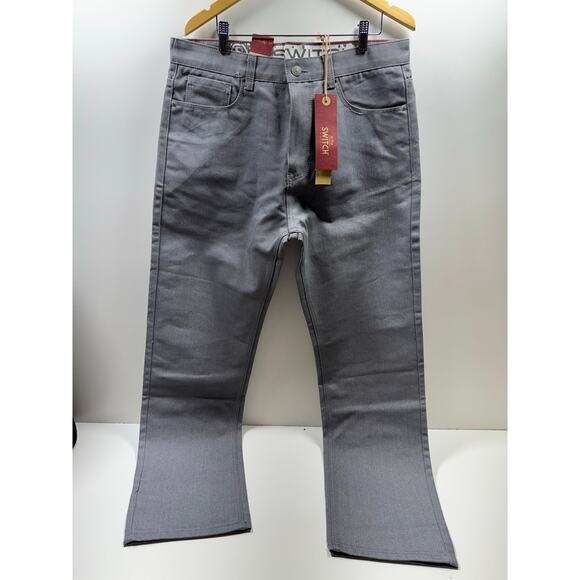 Switch Y2K Men’s Streetwear Jeans Gray 34X32 Grunge New Hip Hop Straight Fit - Picture 1 of 9